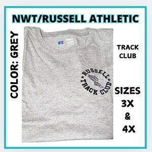 🔥NWT/RUSSELL ATHLETIC TRACK CLUB/TSHIRT/SIZES 3X OR 4X